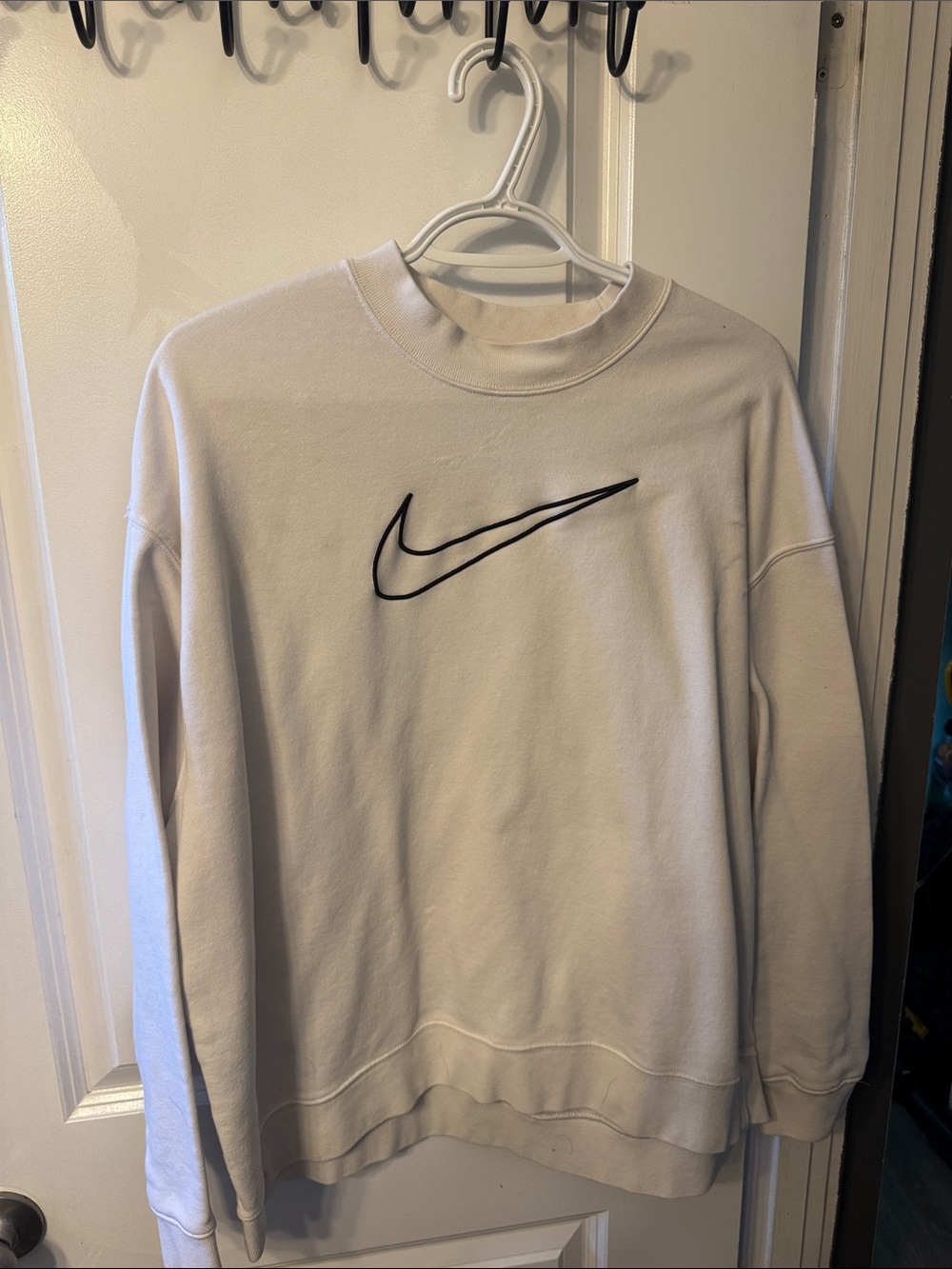 Nike Crewneck Sweatshirt - White with Black Swoosh